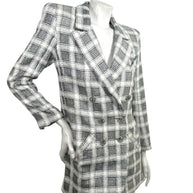 Chanel 2020P Tweed Blazer Dress Jacket FR 36 Ivory Black CC Buttons