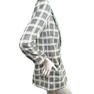 Chanel 2020P Tweed Blazer Dress Jacket FR 36 Ivory Black CC Buttons