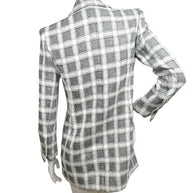 Chanel 2020P Tweed Blazer Dress Jacket FR 36 Ivory Black CC Buttons