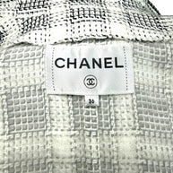 Chanel 2020P Tweed Blazer Dress Jacket FR 36 Ivory Black CC Buttons