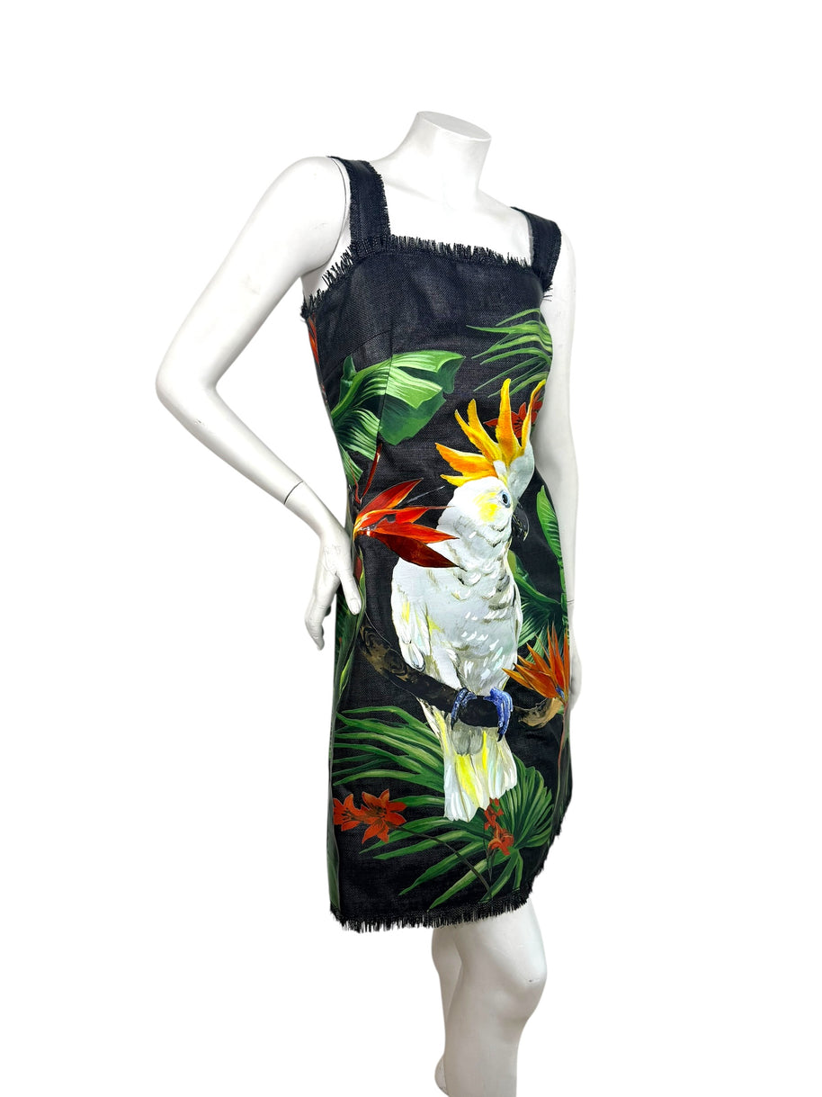 Dolce & Gabbana Spring 2020 Tropical Cockatoo Dress IT 40