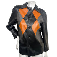Louis Vuitton SS2023 Runway Leather Diamond Intarsia Jacket FR 36 NWT