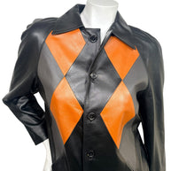 Louis Vuitton SS2023 Runway Leather Diamond Intarsia Jacket FR 36 NWT