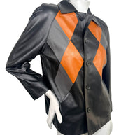 Louis Vuitton SS2023 Runway Leather Diamond Intarsia Jacket FR 36 NWT