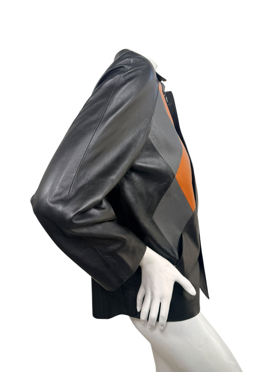 Louis Vuitton SS2023 Runway Leather Diamond Intarsia Jacket FR 36 NWT