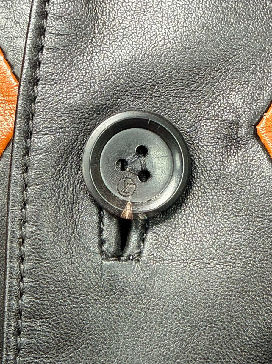 Louis Vuitton SS2023 Runway Leather Diamond Intarsia Jacket FR 36 NWT