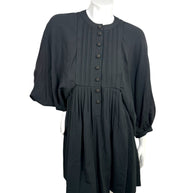 Celine Paris Black Pleated Empire Waist Dress FR 36 Silk Lined Made in France