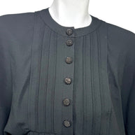 Celine Paris Black Pleated Empire Waist Dress FR 36 Silk Lined Made in France