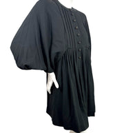 Celine Paris Black Pleated Empire Waist Dress FR 36 Silk Lined Made in France