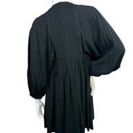 Celine Paris Black Pleated Empire Waist Dress FR 36 Silk Lined Made in France