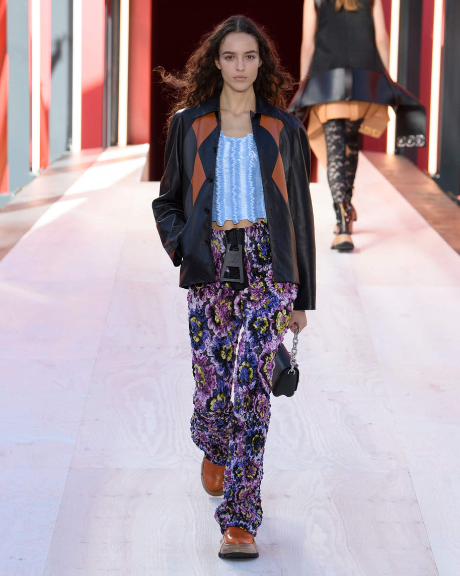 Louis Vuitton SS2023 Runway Leather Diamond Intarsia Jacket FR 36 NWT