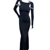 Givenchy SS22 Embellished Trumpet Cut-Out Maxi Dress Black XS