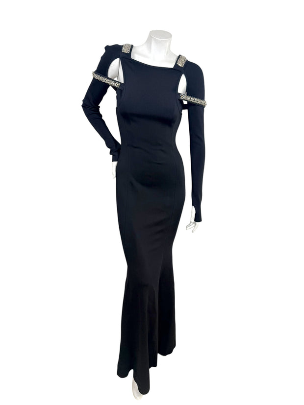 Givenchy SS22 Embellished Trumpet Cut-Out Maxi Dress Black XS