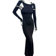 Givenchy SS22 Embellished Trumpet Cut-Out Maxi Dress Black XS