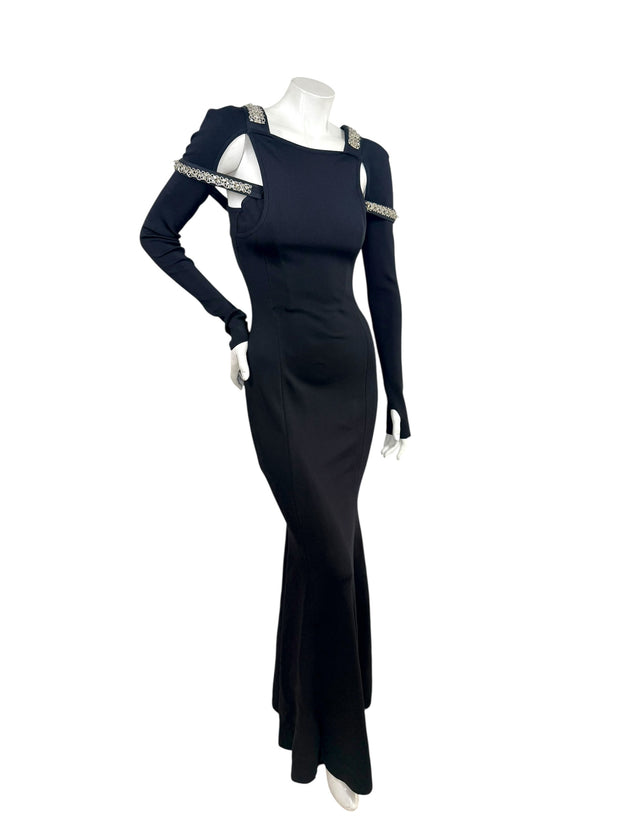 Givenchy SS22 Embellished Trumpet Cut-Out Maxi Dress Black XS