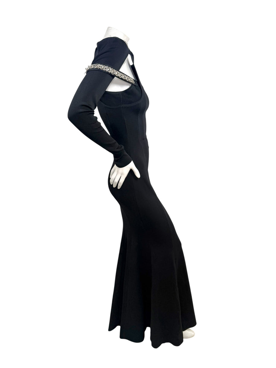 Givenchy SS22 Embellished Trumpet Cut-Out Maxi Dress Black XS