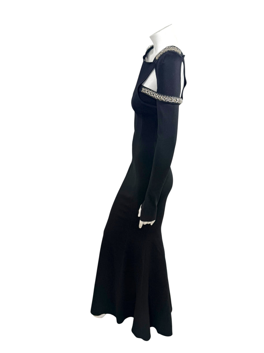 Givenchy SS22 Embellished Trumpet Cut-Out Maxi Dress Black XS