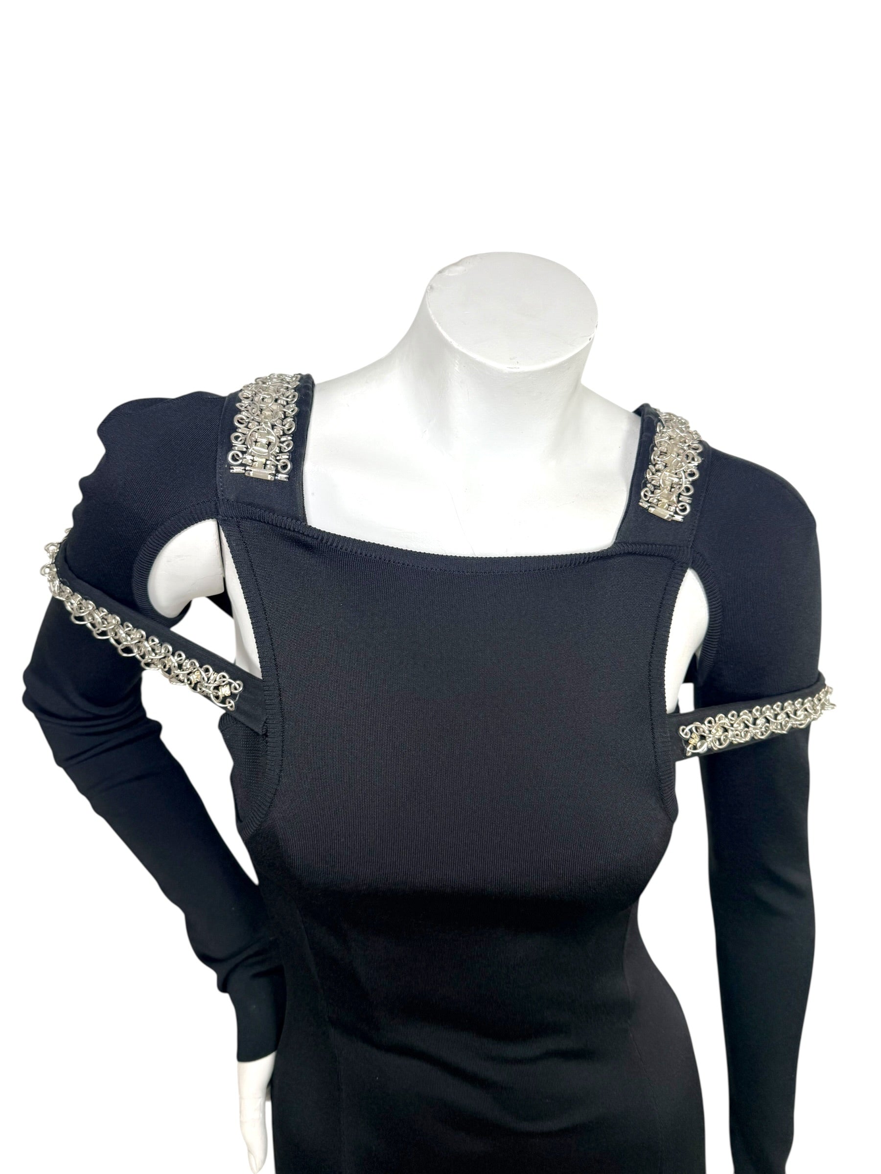Givenchy SS22 Embellished Trumpet Cut-Out Maxi Dress Black XS