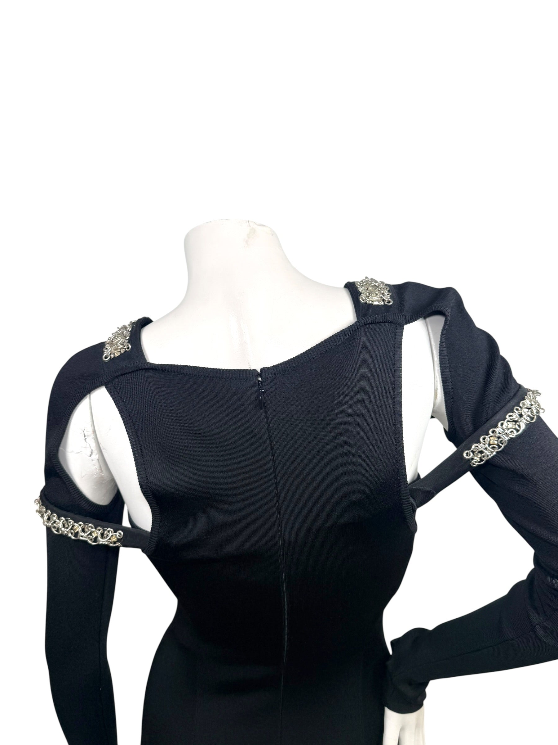 Givenchy SS22 Embellished Trumpet Cut-Out Maxi Dress Black XS
