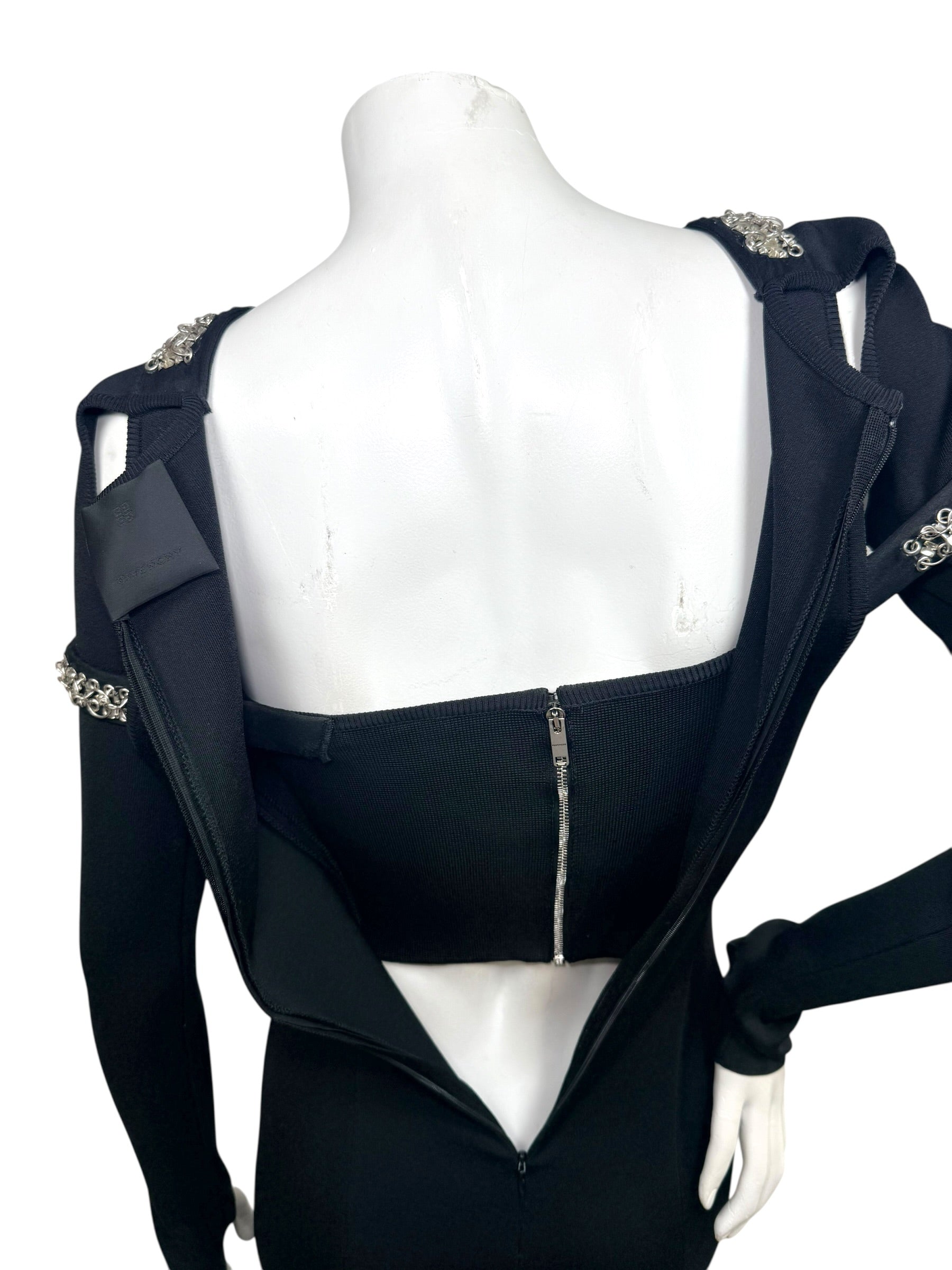 Givenchy SS22 Embellished Trumpet Cut-Out Maxi Dress Black XS