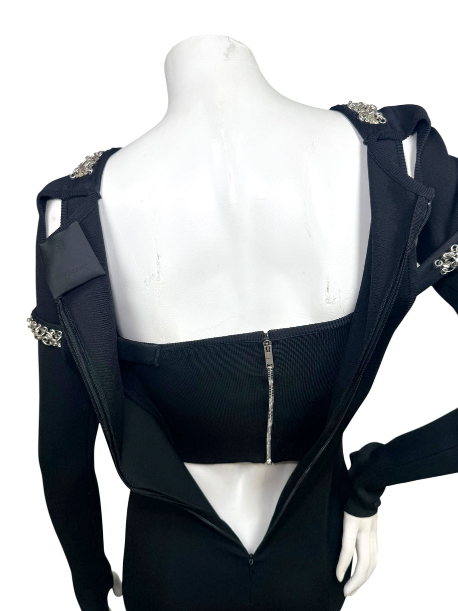 Givenchy SS22 Embellished Trumpet Cut-Out Maxi Dress Black XS