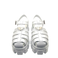 Prada Monolith White Leather Fisherman Platform Sandals IT 37