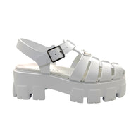 Prada Monolith White Leather Fisherman Platform Sandals IT 37