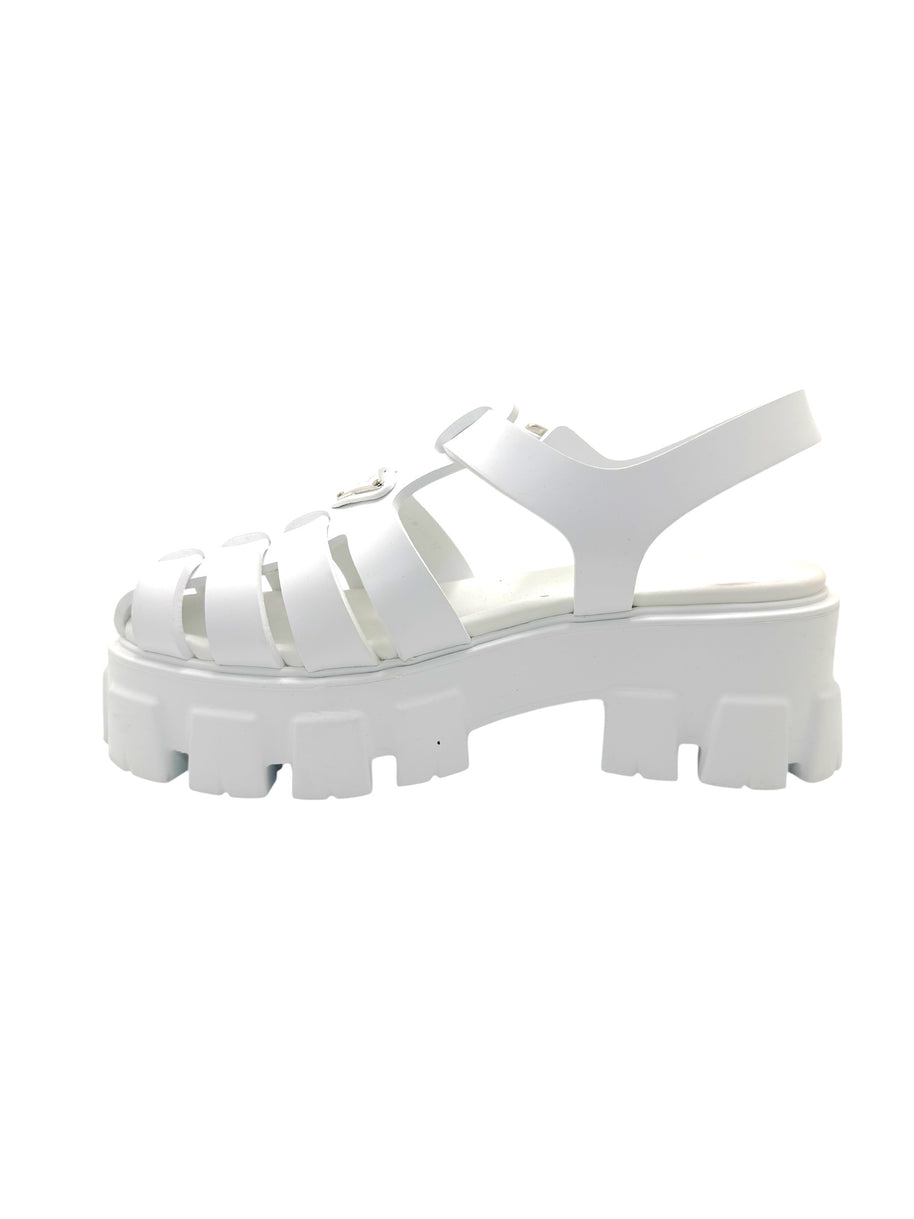 Prada Monolith White Leather Fisherman Platform Sandals IT 37