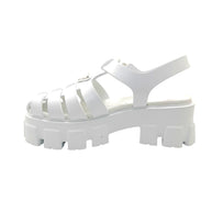 Prada Monolith White Leather Fisherman Platform Sandals IT 37