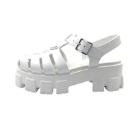 Prada Monolith White Leather Fisherman Platform Sandals IT 37
