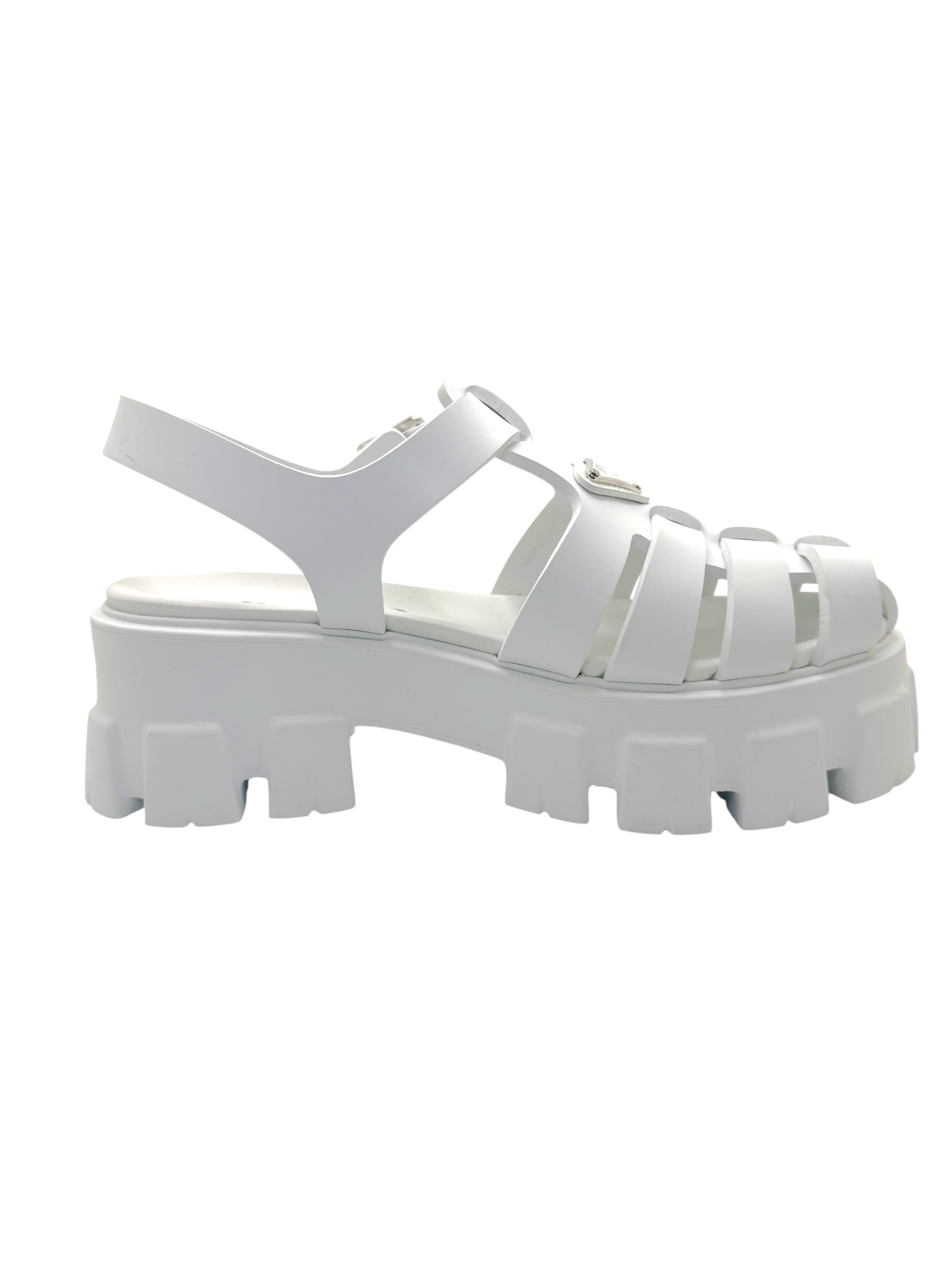 Prada Monolith White Leather Fisherman Platform Sandals IT 37