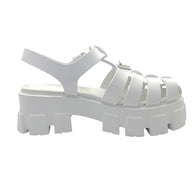 Prada Monolith White Leather Fisherman Platform Sandals IT 37