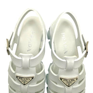 Prada Monolith White Leather Fisherman Platform Sandals IT 37