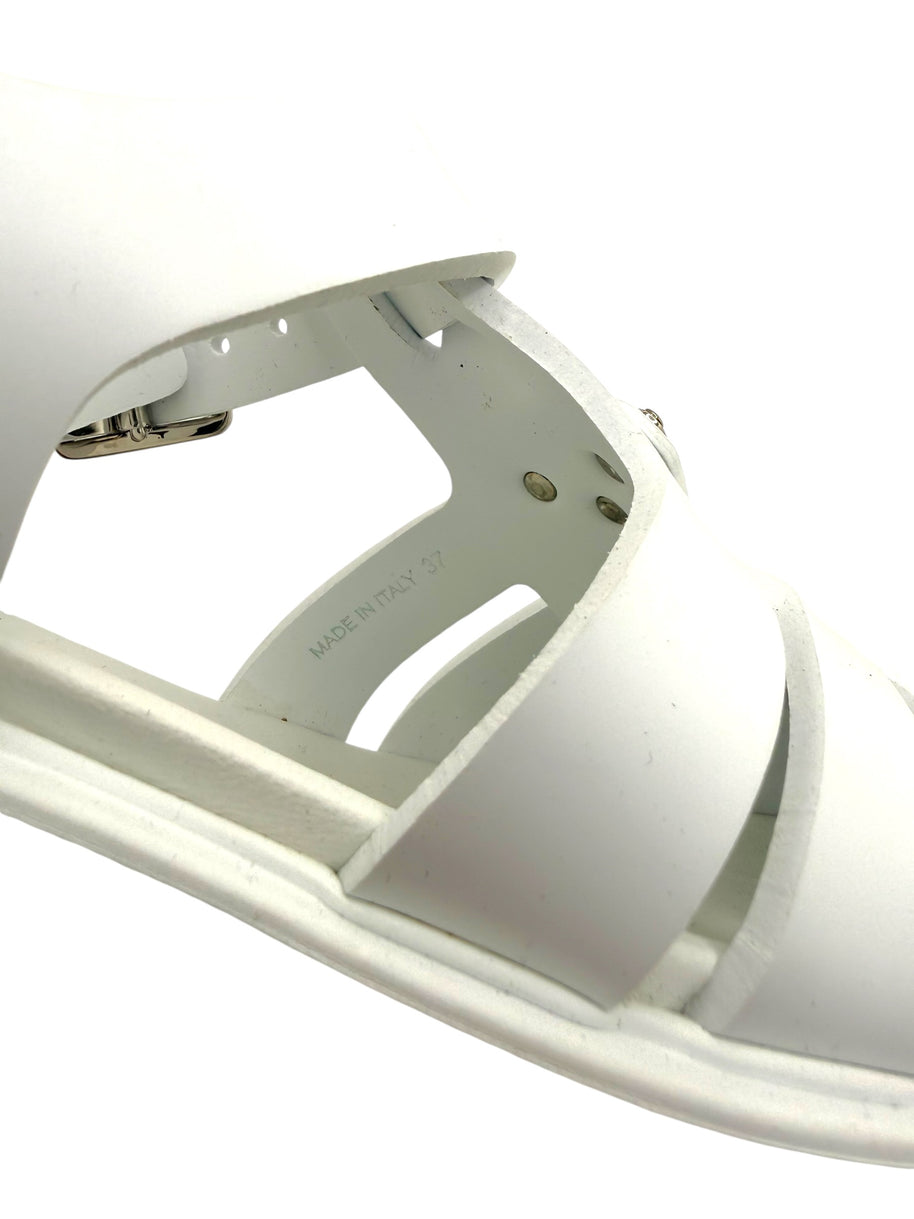 Prada Monolith White Leather Fisherman Platform Sandals IT 37