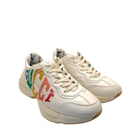 Gucci Rhyton Rainbow Logo Leather Sneakers Ivory EU 37
