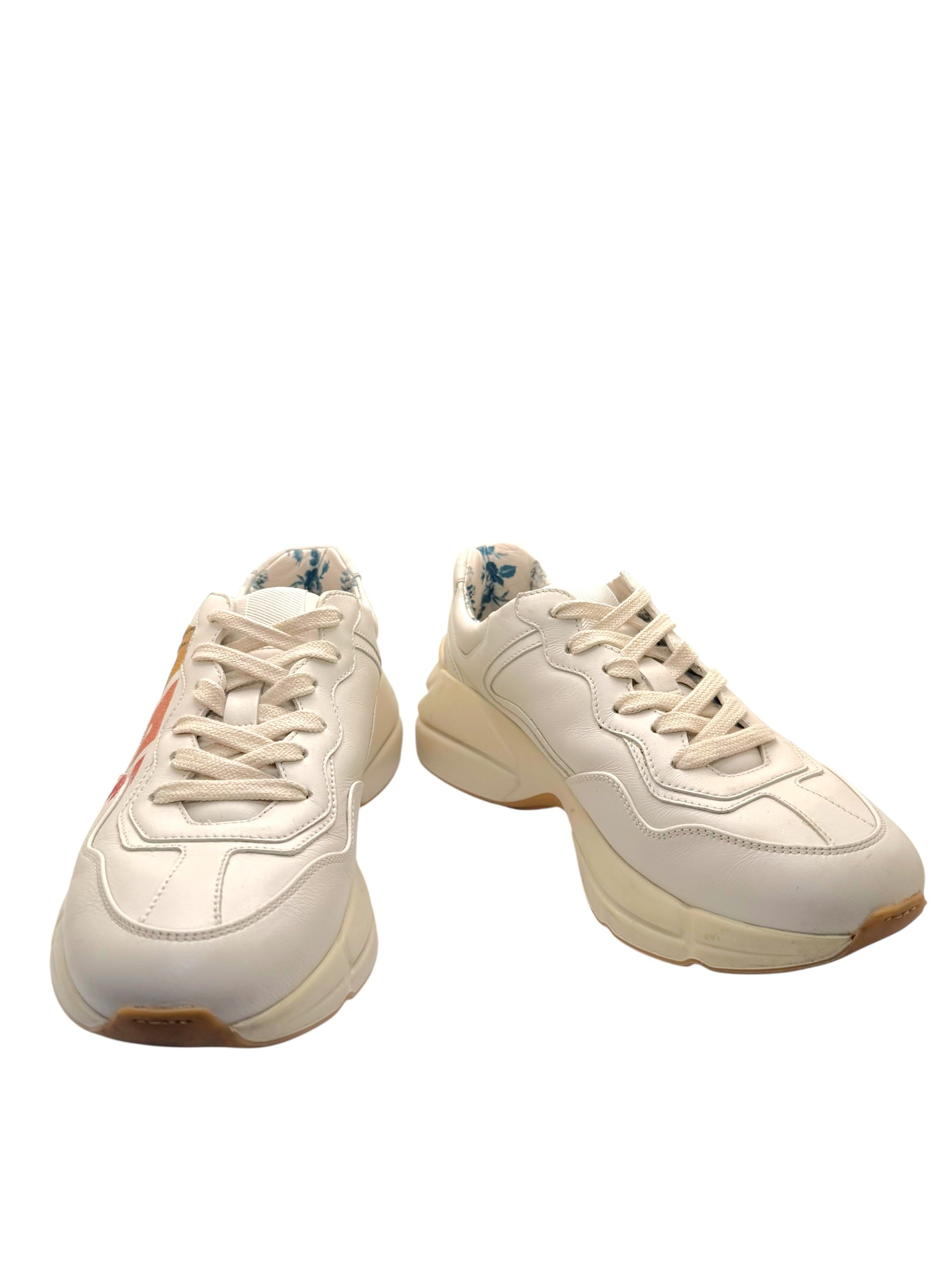 Gucci Rhyton Rainbow Logo Leather Sneakers Ivory EU 37