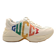 Gucci Rhyton Rainbow Logo Leather Sneakers Ivory EU 37