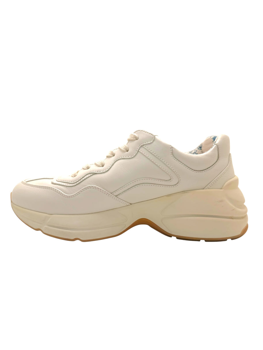 Gucci Rhyton Rainbow Logo Leather Sneakers Ivory EU 37
