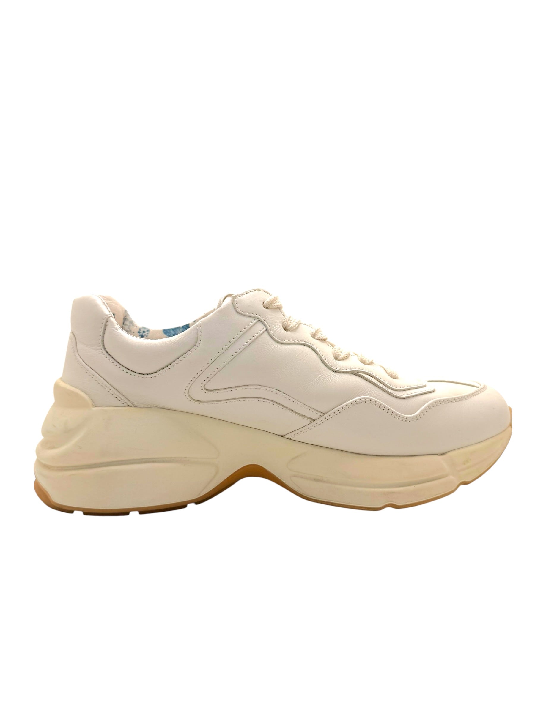 Gucci Rhyton Rainbow Logo Leather Sneakers Ivory EU 37