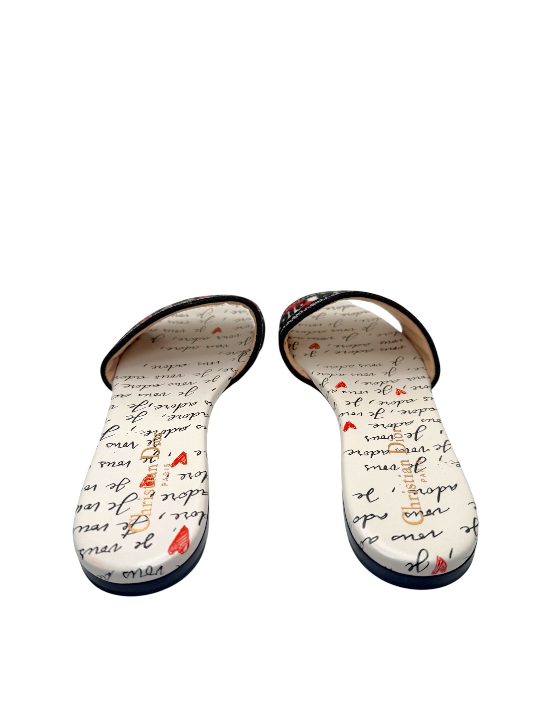 Christian Dior Dway Dioramour “Je Vous Adore” Slide Sandals Size 37.5