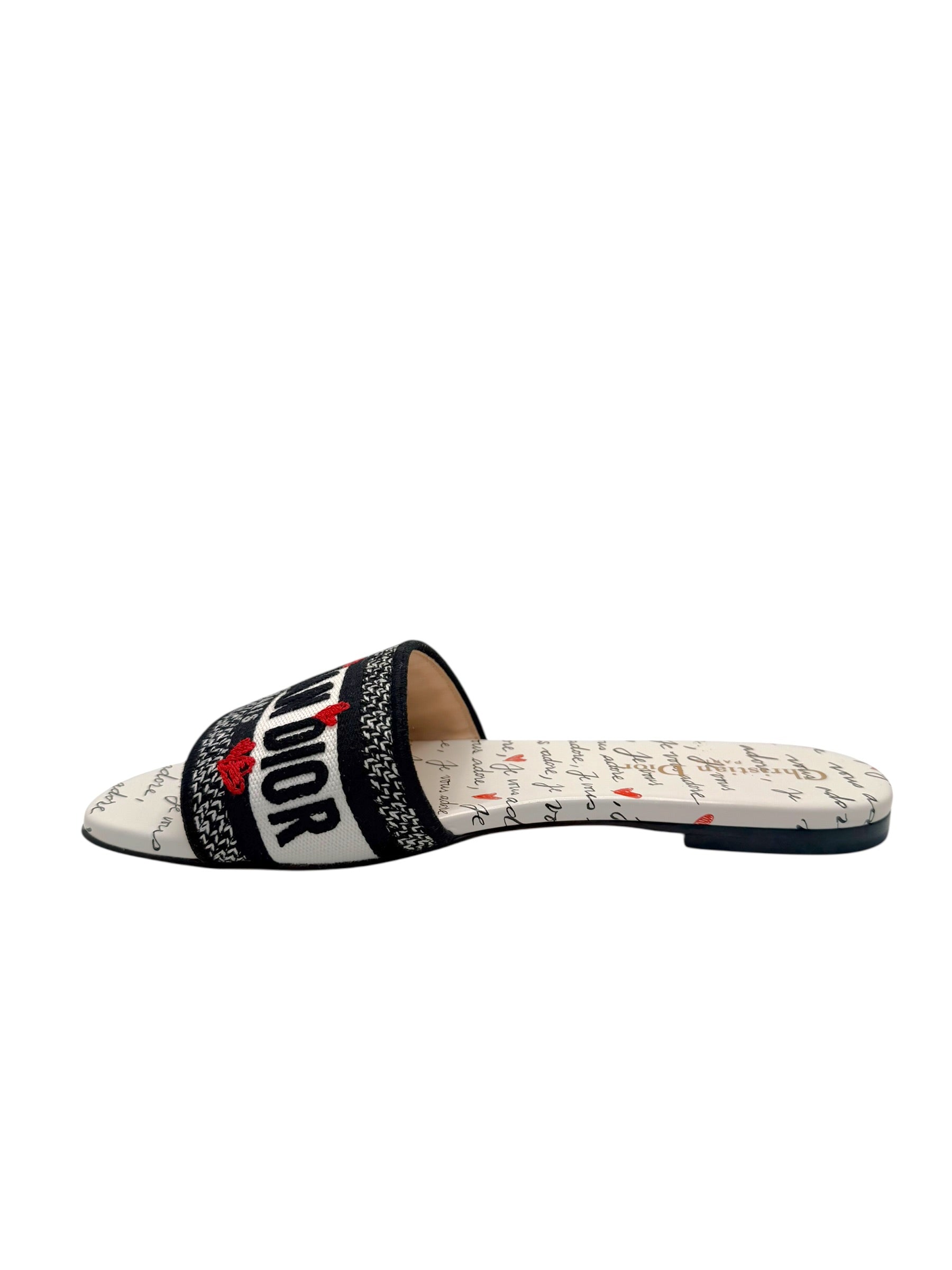 Christian Dior Dway Dioramour “Je Vous Adore” Slide Sandals Size 37.5
