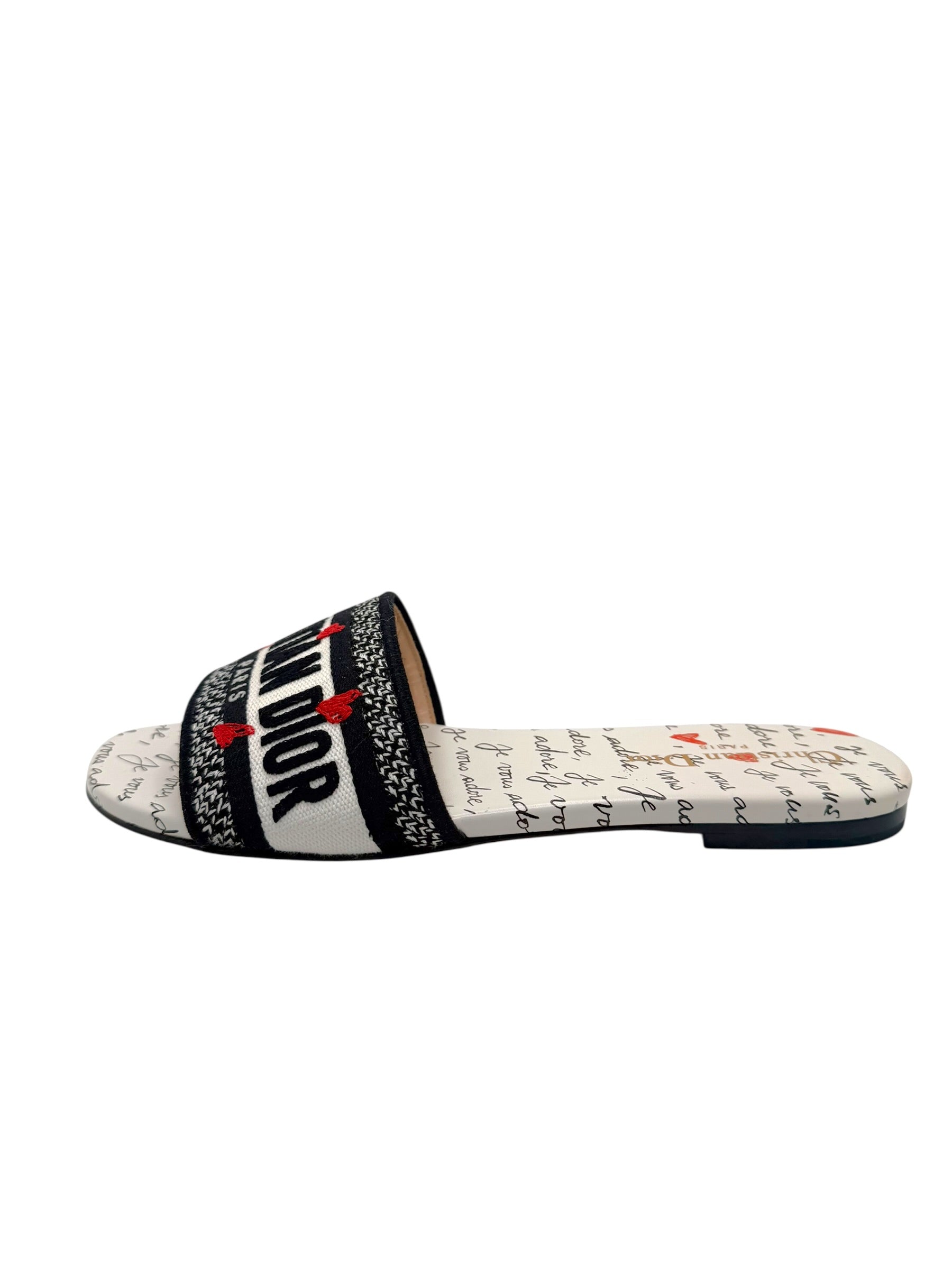 Christian Dior Dway Dioramour “Je Vous Adore” Slide Sandals Size 37.5