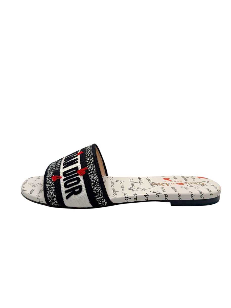 Christian Dior Dway Dioramour “Je Vous Adore” Slide Sandals Size 37.5