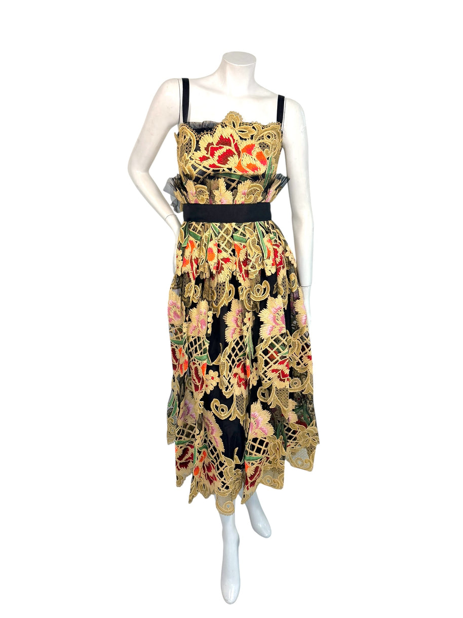 Dolce & Gabbana Fall 2013 Embroidered Lace Midi Dress IT 40