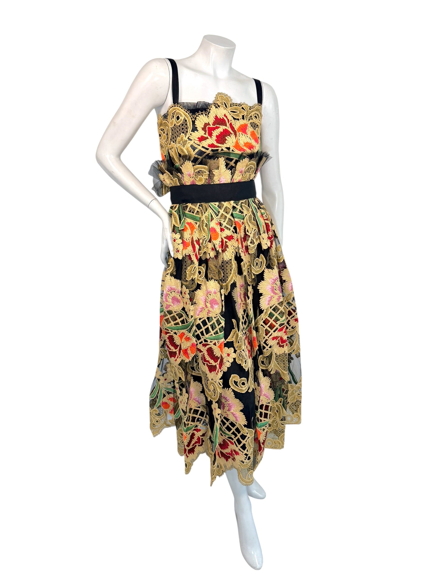 Dolce & Gabbana Fall 2013 Embroidered Lace Midi Dress IT 40