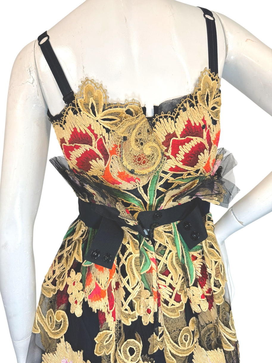 Dolce & Gabbana Fall 2013 Embroidered Lace Midi Dress IT 40