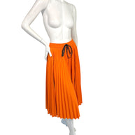 Fendi Roma Orange Pleated Drawstring Midi Skirt IT 40