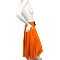 Fendi Roma Orange Pleated Drawstring Midi Skirt IT 40