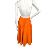 Fendi Roma Orange Pleated Drawstring Midi Skirt IT 40