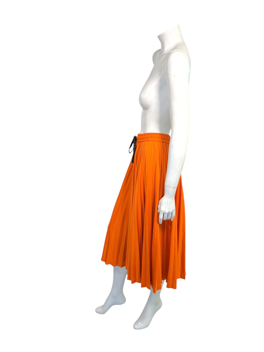 Fendi Roma Orange Pleated Drawstring Midi Skirt IT 40